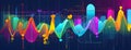 dynamic graph with fluctuating data points in vibrant colors