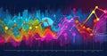 dynamic graph with fluctuating data points in vibrant colors