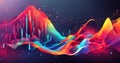dynamic graph with fluctuating data points in vibrant colors