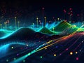 dynamic graph with fluctuating data points in vibrant colors