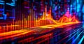 dynamic graph with fluctuating data points in vibrant colors