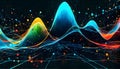 dynamic graph with fluctuating data points in vibrant colors