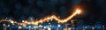 Dynamic graph symbolizing financial growth with coins and glowing sparks in modern digital setting