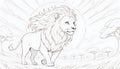 Dynamic Grayscale Lion Illustration: Abstract Motion and Textured Background