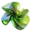 Dynamic Green Abstract Sculpture with Flowing Curves