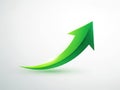 A dynamic green arrow pointing upwards on a white background Royalty Free Stock Photo
