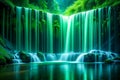 Dynamic Green Code Waterfall Visualizing Cyclical Data Flow in a Minimalist Digital Design Royalty Free Stock Photo