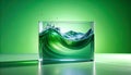 Dynamic Green Liquid Wave in a Glass Container Royalty Free Stock Photo