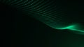 Dynamic green sound wave particles. Visualization of big data. Futuristic dark background. 3d rendering. Royalty Free Stock Photo