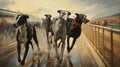 Dynamic Greyhound Dash: Striking Artwork Capturing the Thrills of Racing