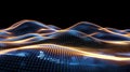Dynamic Grid Waveform Data Stream Visualization On Black Background Royalty Free Stock Photo