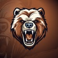 Dynamic Grizzly Bear Logo: Powerful Illustration for Sports and E-Sports Teams Royalty Free Stock Photo