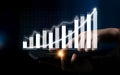 Dynamic Growth Analysis on Smartphone Screen with Rising Graph and Bar Chart Display Representing Financial Progress and Royalty Free Stock Photo