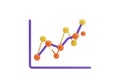 Dynamic growth chart shows upward trend with colorful data points and analysis Royalty Free Stock Photo