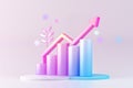 Dynamic Growth Chart A visually engaging and colorful 3D Bar Graph that showcases an impressive upward trend with a leaf Royalty Free Stock Photo