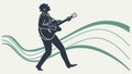 Dynamic Guitarist on Stage Silhouette Vector, vector design Generative AI Royalty Free Stock Photo