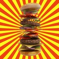 dynamic hamburger with red and yellow background Royalty Free Stock Photo
