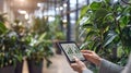 Dynamic Hands Holding Tablet in Lush Green Environment