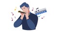 Dynamic Harmonica Player Colorful Expressive Music, vector design Generative AI Royalty Free Stock Photo