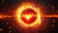 Dynamic Heartbeat On Futuristic Circular Display With Bright Red Line On Grid Background