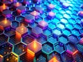 Dynamic Hexagonal Binary Code Visualizing 3D Neural Network Architecture and Data Flow Royalty Free Stock Photo