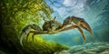 Large Crab Crawling on Sea Floor - Close-Up Underwater Marine Life Royalty Free Stock Photo