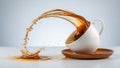 Dynamic Coffee Splash from a White Cup Royalty Free Stock Photo