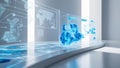 Dynamic hologram display showcasing data visualization and AI powered technology, illustrating advanced image recognition software