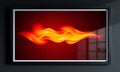 Horizontal Fiery Flame Wave on Red Background in Frame Royalty Free Stock Photo