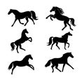 dynamic horse silhouettes set Royalty Free Stock Photo