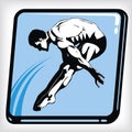 Dynamic icon of man diving into swimming pool