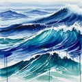 Dynamic illustration capturing ocean waves in Royalty Free Stock Photo