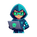 Dynamic Cartoon Cyber Hacker Character Illustration