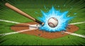 Dynamic illustration depicting a baseball bat striking a baseball with explosive energy, Royalty Free Stock Photo