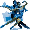 Abstract Blue Ice Dancing Couple Illustration Royalty Free Stock Photo