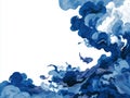 dynamic illustration featuring deep blue waves and clouds, with fish swimming through turbulent water, creating sense of movement Royalty Free Stock Photo