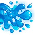 Dynamic illustration featuring vibrant blue water droplets and splashes on a white Royalty Free Stock Photo