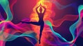 Vibrant Yoga Pose Amidst Abstract Energetic Background