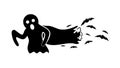 Flying Black Ghost with Bats Halloween Scary Vector Design Generative AI Royalty Free Stock Photo
