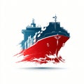 Dynamic Illustration of a Red Cargo Ship Sailing Through Water Container Vessel Maritime Transport AI generated. Royalty Free Stock Photo