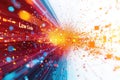 Low code visual representation with coding symbols and vibrant colors conveying digital innovation