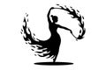 Fire Dancing Silhouette with Flowing Flames for Dynamic Design Royalty Free Stock Photo
