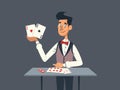 Dealer\'s Dealing: Illustration of Casino Dealer