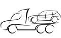 Dynamic illustration of a tow truck with a car