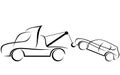 Dynamic illustration of a tow truck with a car