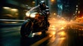 dynamic image captures a motorcycle in action on a road, embodying the thrill of high-speed motion