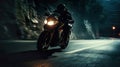 dynamic image captures a motorcycle in action on a road, embodying the thrill of high-speed motion