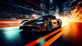 Dynamic image captures a sport car in action on a road, showcasing the exhilaration of high-speed motion