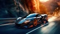 Dynamic image captures a sport car in action on a road, showcasing the exhilaration of high-speed motion