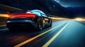 Dynamic image captures a sport car in action on a road, showcasing the exhilaration of high-speed motion Royalty Free Stock Photo